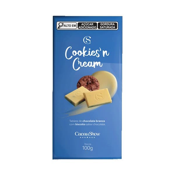 Tablete Cookies'n Cream de Chocolate Branco