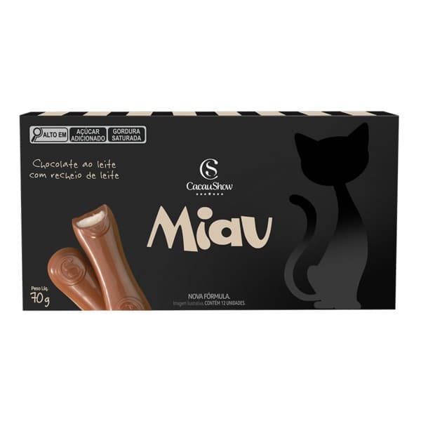 Tablete Miau de Chocolate ao Leite Recheado
