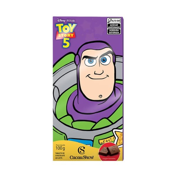 Tablete Toy Story de Chocolate ao Leite Buzz Lightyear