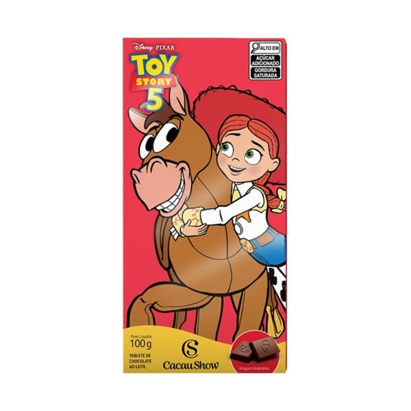 Tablete Toy Story de Chocolate ao Leite Jessie e Bala no Alvo