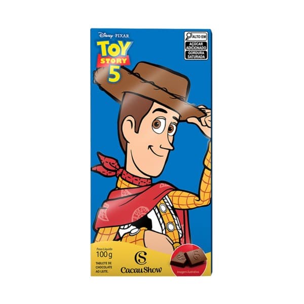 Tablete Toy Story de Chocolate ao Leite Woody