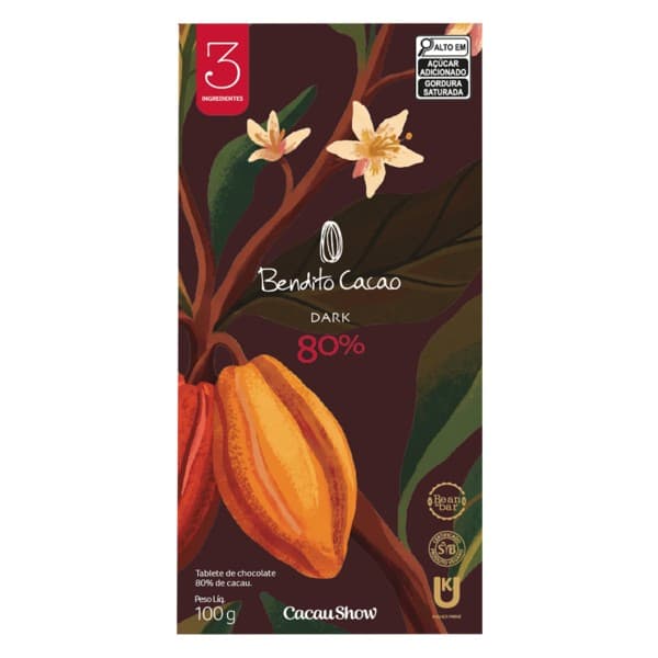 Tablete de Chocolate Intenso Bendito Cacao 80% Cacau