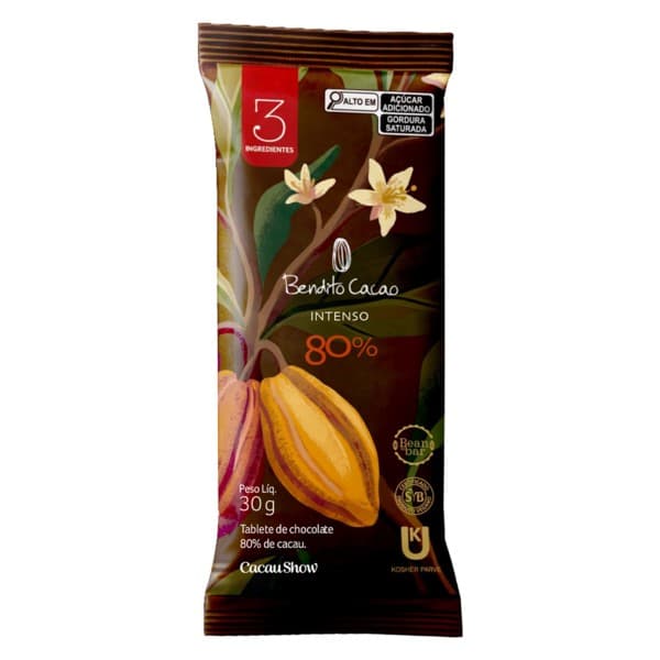 Tablete de Chocolate Intenso Bendito Cacao 80% Cacau